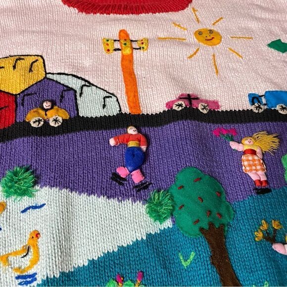 Vintage Claver Quality Sweater Womens Oversized medium Park Kids 3D - Picture 4 of 11